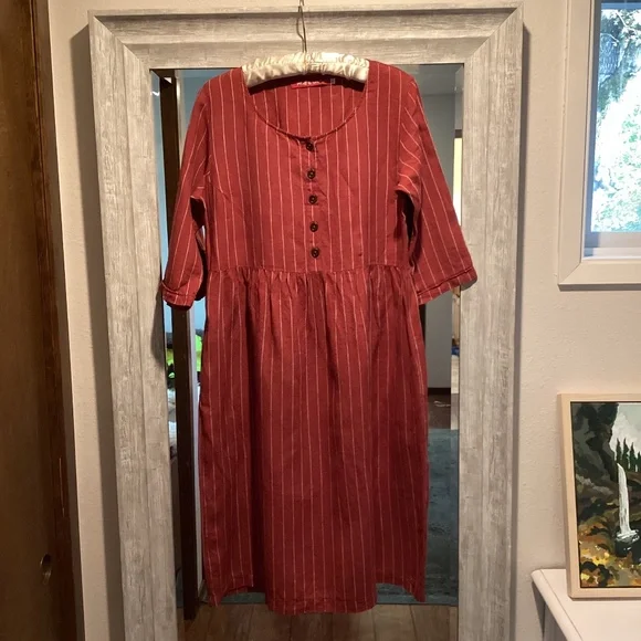 Pyne & Smith No. 12 dress in Rhubarb Stripe M - Picture 1 of 4